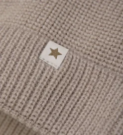 Huer Og Hatte|Huttelihut Hue - Uld - Strik - Camel Melange m. Kvaster