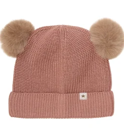 Huer Og Hatte|Huttelihut Hue - Uld - Strik - Burlwood m. Kvaster