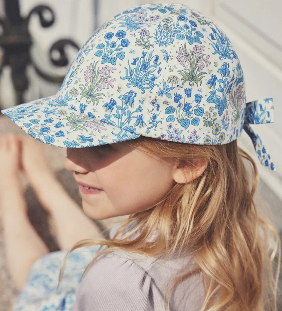 Kasketter|Huttelihut Kasket - Soft Chambray m. Blomster