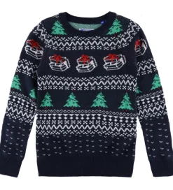 Juletøj|Bluser|Jack & Jones Bluse - Strik - JjXmas Andrew - Sky Captain/Holly G