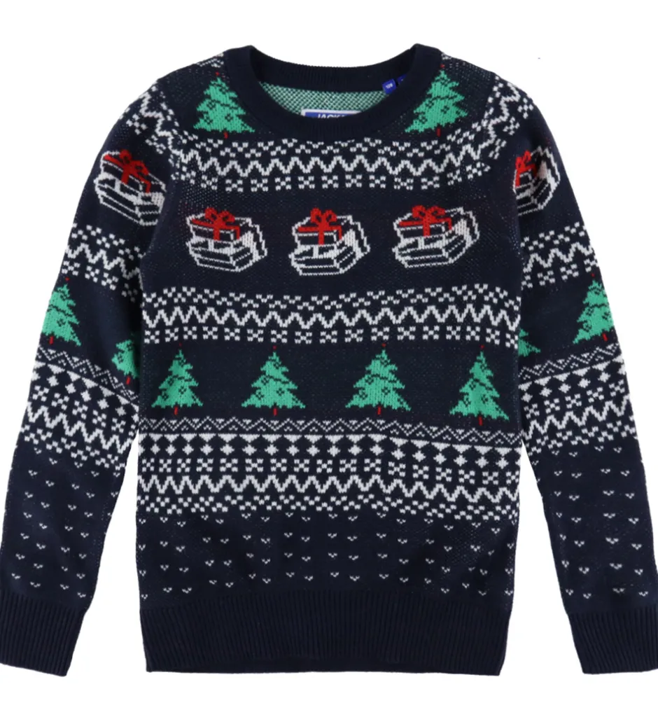 Juletøj|Bluser|Jack & Jones Bluse - Strik - JjXmas Andrew - Sky Captain/Holly G