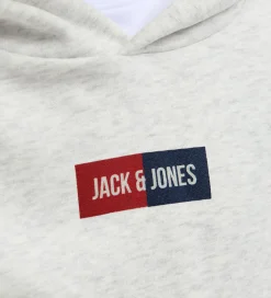 Hættetrøjer|Jack & Jones Hættetrøje - JjPan - White Melange m. Logo