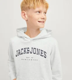 Hættetrøjer|Jack & Jones Hættetrøje- JjeCaleb - Noos - White Melange/LOOSE