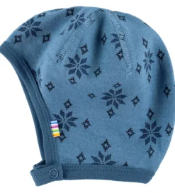 Babyhjelme|Joha Babyhjelm - Uld - Blå/Bomuld - Blå m. Snefnug