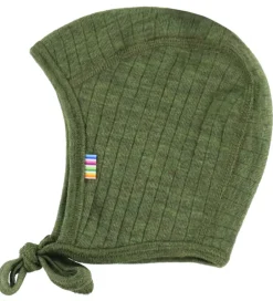 Babyhjelme|Uld|Joha Babyhjelm - Uld - Rib - 2-lags - Mørk Oliven