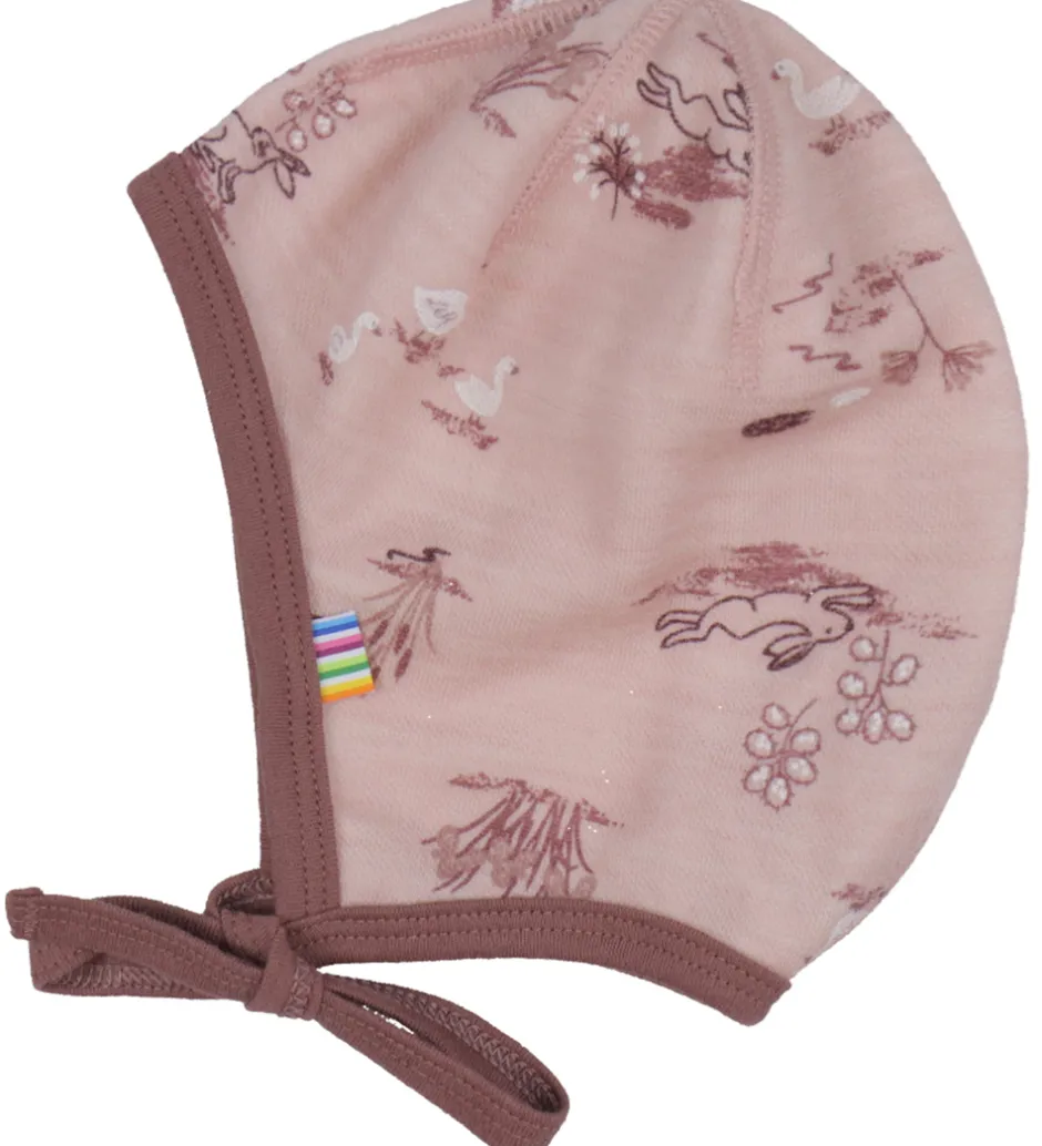 Babyhjelme|Joha Babyhjelm - Uld/Bambus - Lyserød m. Print