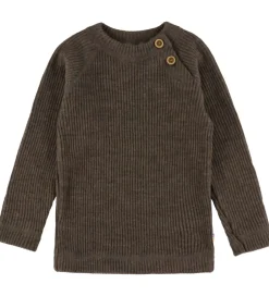 Bluser|Unisex-Tøj|Joha Bluse - Strik - Uld - Brun Meleret