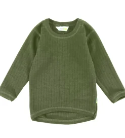 Bluser|Uld|Joha Bluse - Uld - Rib - Mørk Oliven