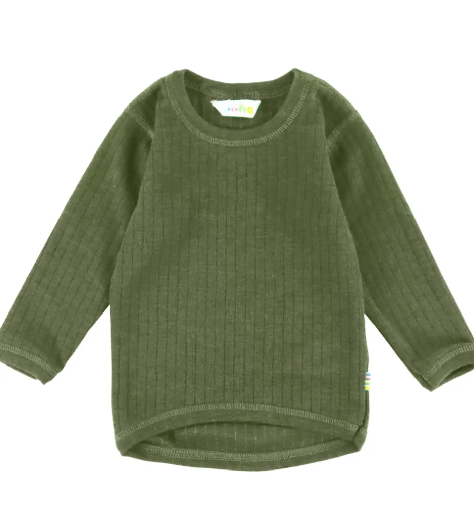 Bluser|Uld|Joha Bluse - Uld - Rib - Mørk Oliven