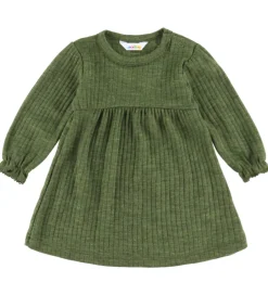 Kjoler|Uld|Joha Kjole - Uld - Rib - Mørk Oliven