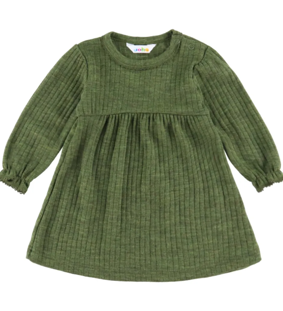 Kjoler|Uld|Joha Kjole - Uld - Rib - Mørk Oliven