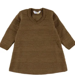 Kjoler|Pigetøj|Joha Kjole - Uld - Varm Brun