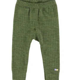 Leggings|Uld|Joha Leggings - Uld - Rib - Mørk Oliven