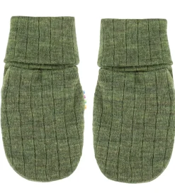 Handsker Og Luffer|Uld|Joha Luffer - Uld - Rib - Mørk Oliven