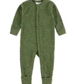 Nattøj|Uld|Joha Natdragt - Uld - Rib - Mørk Oliven