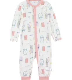 Nattøj|Pigetøj|Joha Natdragt - Viskose/Bambus - Off White m. Print