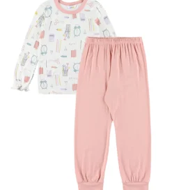 Nattøj|Pigetøj|Joha Nattøj - 2 Delt - Viskose/Bambus - Off White m. Print