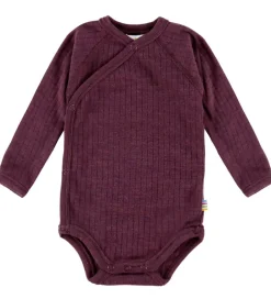 Bodyer|Uld|Joha Slå-om Body l/æ - Uld - Rib - Blomme