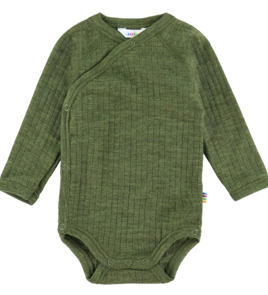 Bodyer|Uld|Joha Slå-om Body l/æ - Uld - Rib - Mørk Oliven