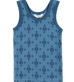 Undertøj|Joha Undertrøje - Uld/Bomuld - Blå m. Snefnug