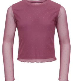 Bluser|Kids Only Bluse - KogJada - Mesh - Rose Wine/Dtm Rhinestones