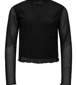 Bluser|Kids Only Bluse - KogJada - Mesh - Black/Silver Rhinestones