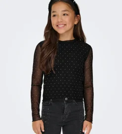 Bluser|Kids Only Bluse - KogJada - Mesh - Black/Silver Rhinestones