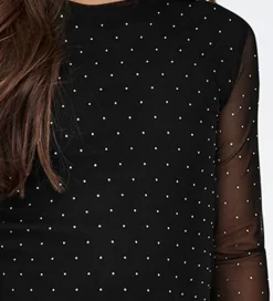 Bluser|Kids Only Bluse - KogJada - Mesh - Black/Silver Rhinestones