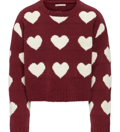 Bluser|Kids Only Bluse - Strik - KogSus - Cabernet/Heart/Egret