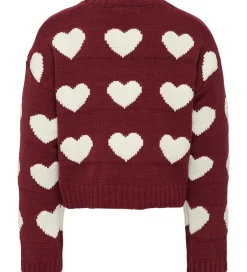 Bluser|Kids Only Bluse - Strik - KogSus - Cabernet/Heart/Egret