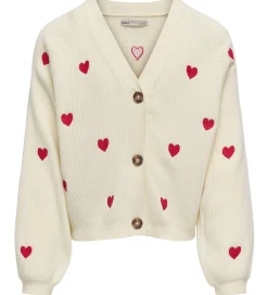 Striktrøjer|Kids Only Cardigan - Rib - Strik - KogDana - Birch/EMB Hearts -