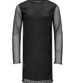 Kjoler|Kids Only Kjole - Mesh - KogDora - Black/Dots Flock Black