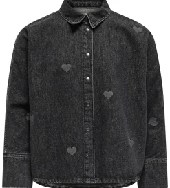 Pigetøj|Kjoler|Kids Only Skjorte - KogGrace - Washed Black/ Heart Embroide
