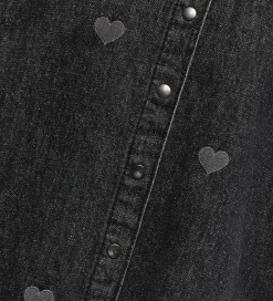 Pigetøj|Kjoler|Kids Only Skjorte - KogGrace - Washed Black/ Heart Embroide