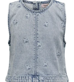 Toppe|Kids Only Top - KogFreja - Lyseblå Denim/Sommerfugl