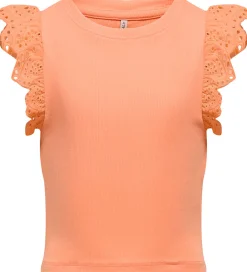 Toppe|Kids Only Top - Rib - KogDrea - Salmon m. Broderi Anglaise