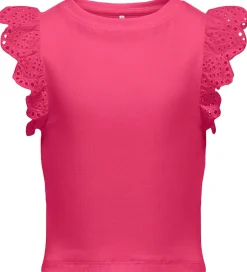 Toppe|Kids Only Top - Rib - KogDrea - Fuchsia Purple m. Broderi Anglai
