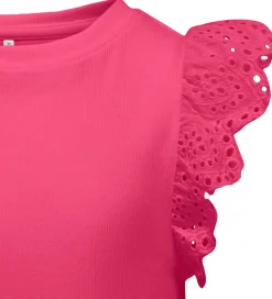 Toppe|Kids Only Top - Rib - KogDrea - Fuchsia Purple m. Broderi Anglai