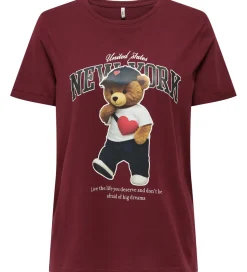T-Shirts|Kids Only T-shirt - KogLina - Bear O-Neck Top - Cabernet/New Yor