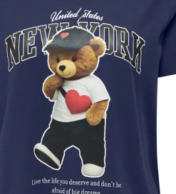 T-Shirts|Kids Only T-shirt - KogLina - Bear O-Neck Top - Midnight Sail/Ne