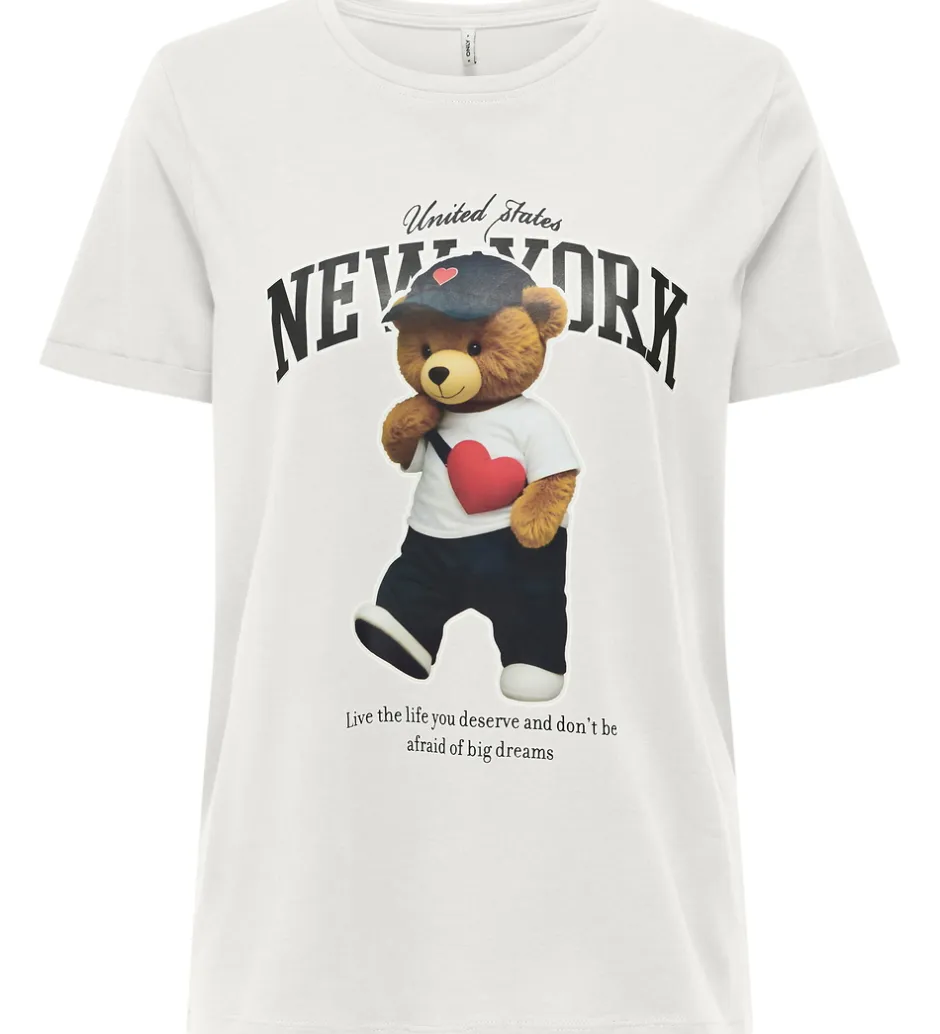 T-Shirts|Kids Only T-shirt - KogLina - Bear O-Neck Top - Cloud Dancer/New