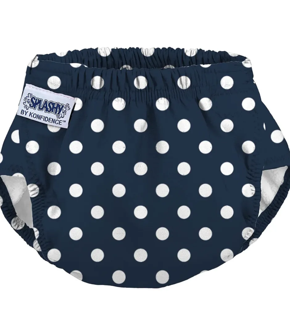 Badetøj|Konfidence Blebadebukser - e-Flex Splashy - Polka Navy/White Spo