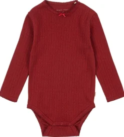 Bodyer|Konges Sløjd Body l/æ - Minnie - Red Dahlia m. Hulmønster