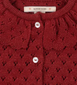 Juletøj|Cardigans|Konges Sløjd Cardigan - Strik - Red Dahlia m. Hulmønster