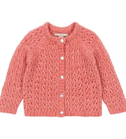 Cardigans|Konges Sløjd Cardigan - Uld- Strik - Isa - Pink m. Hulmønster