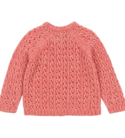 Cardigans|Konges Sløjd Cardigan - Uld- Strik - Isa - Pink m. Hulmønster