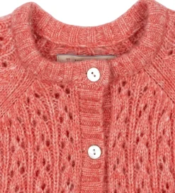 Cardigans|Konges Sløjd Cardigan - Uld- Strik - Isa - Pink m. Hulmønster