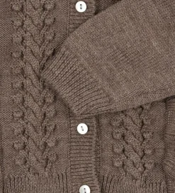 Cardigans|Konges Sløjd Cardigan - Uld - Strik - Fiol Frill - Brunmeleret