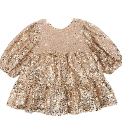 Kjoler|Konges Sløjd Kjole - Lila Sequins Bow - Gold Glitter