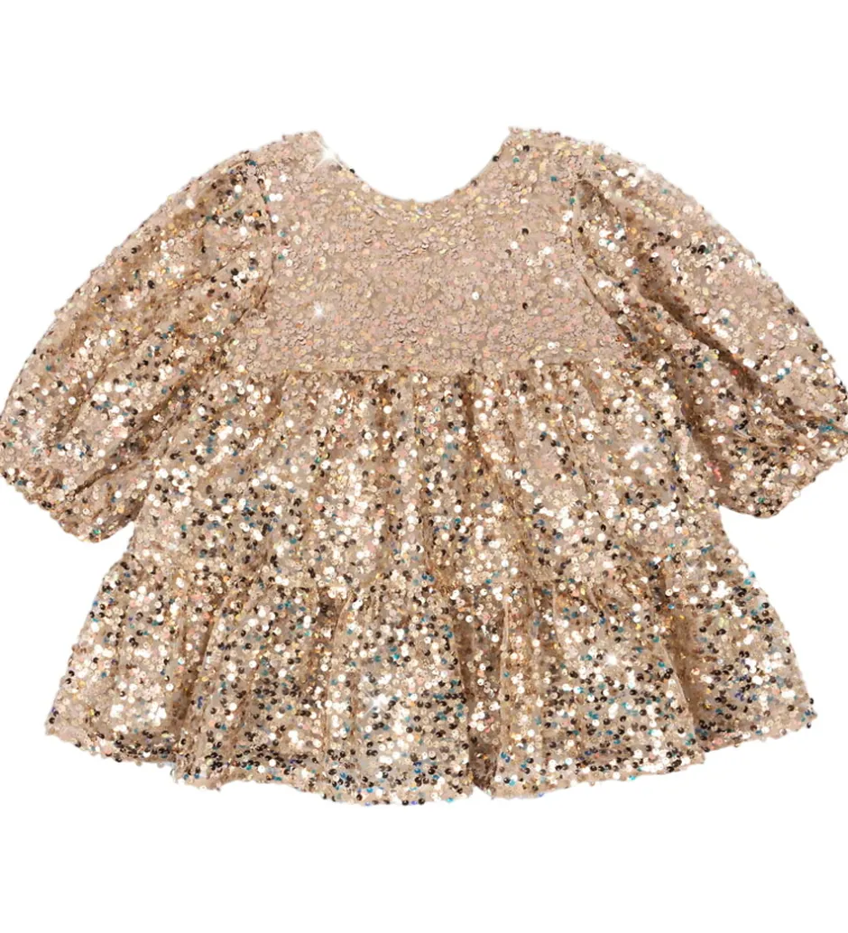 Kjoler|Konges Sløjd Kjole - Lila Sequins Bow - Gold Glitter